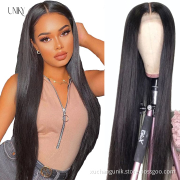 Uniky Brazilian Human Hair Lace Front Wig Straight Virgin Hair Lace Wig For Black Women Pre Pluck Lace Wig With Baby Hair